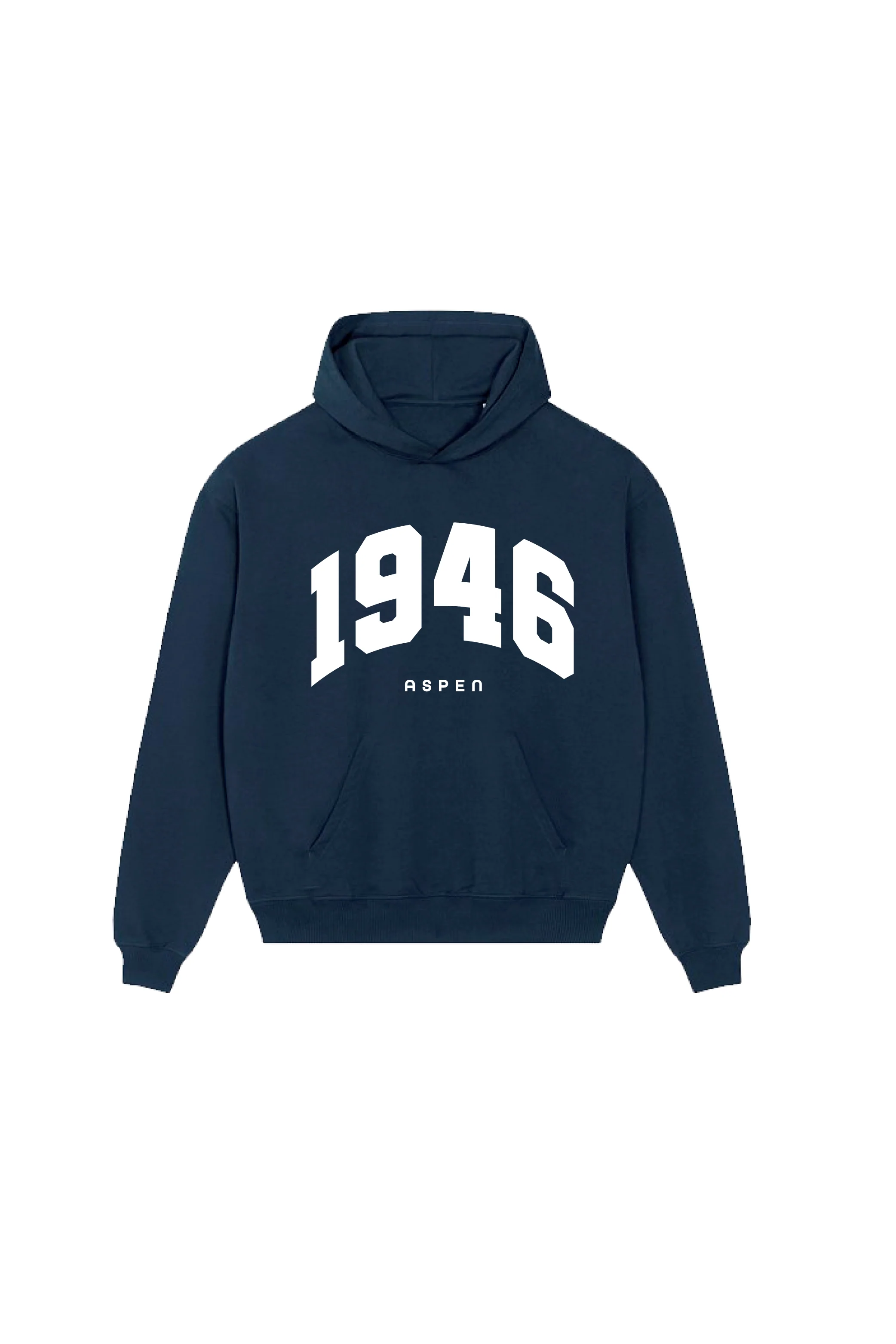 1946 ESSENTIAL NAVY PRINTED HOODIE - Image 3