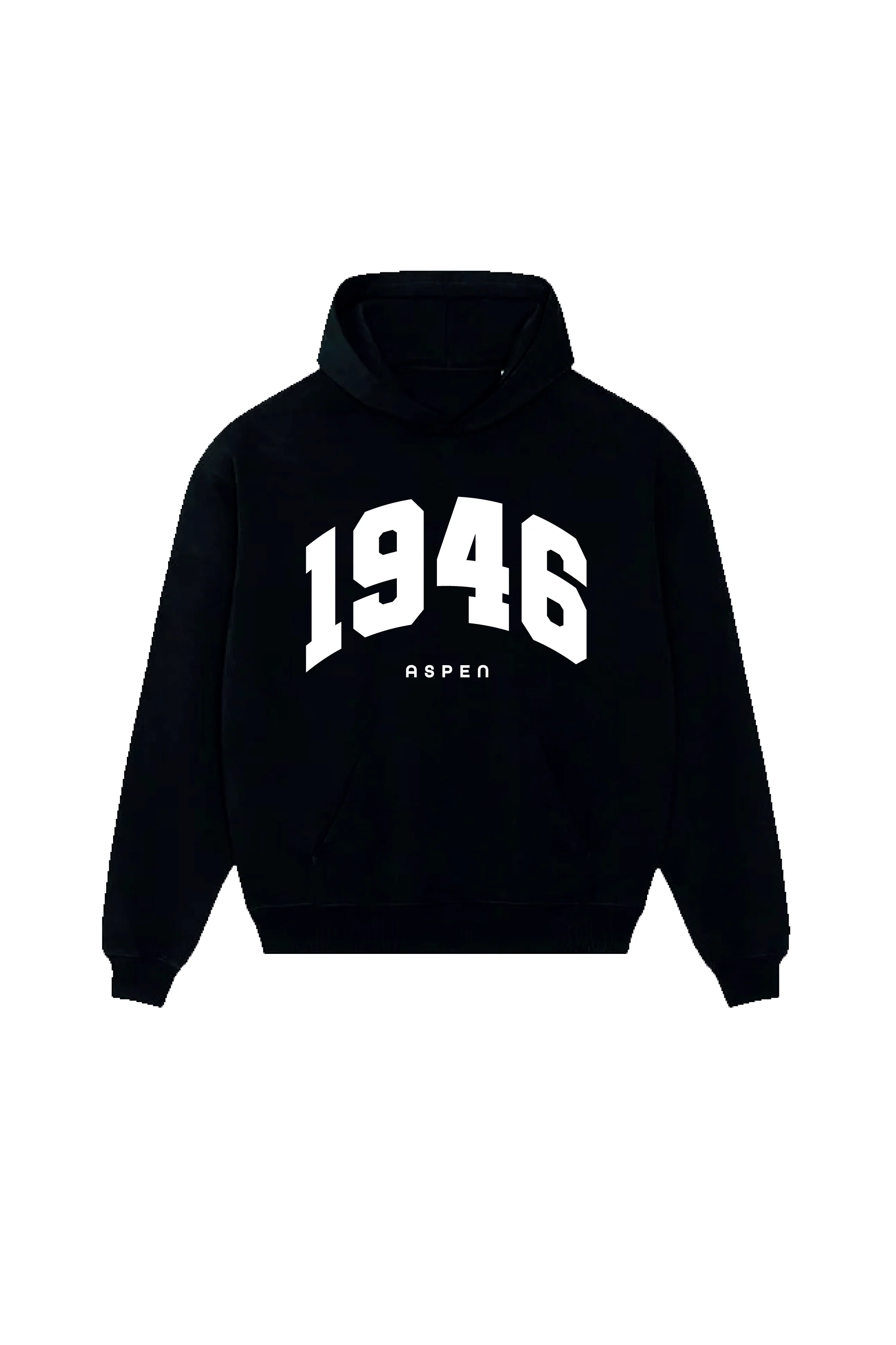1946 ESSENTIAL BLACK PRINTED HOODIE - Image 4