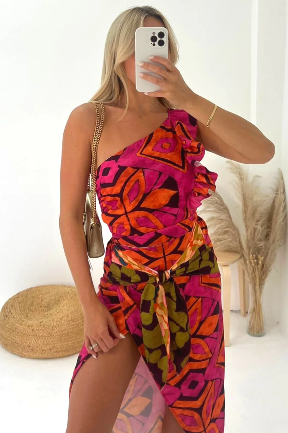 Abigail patterned crop top and midi skirt - Image 2