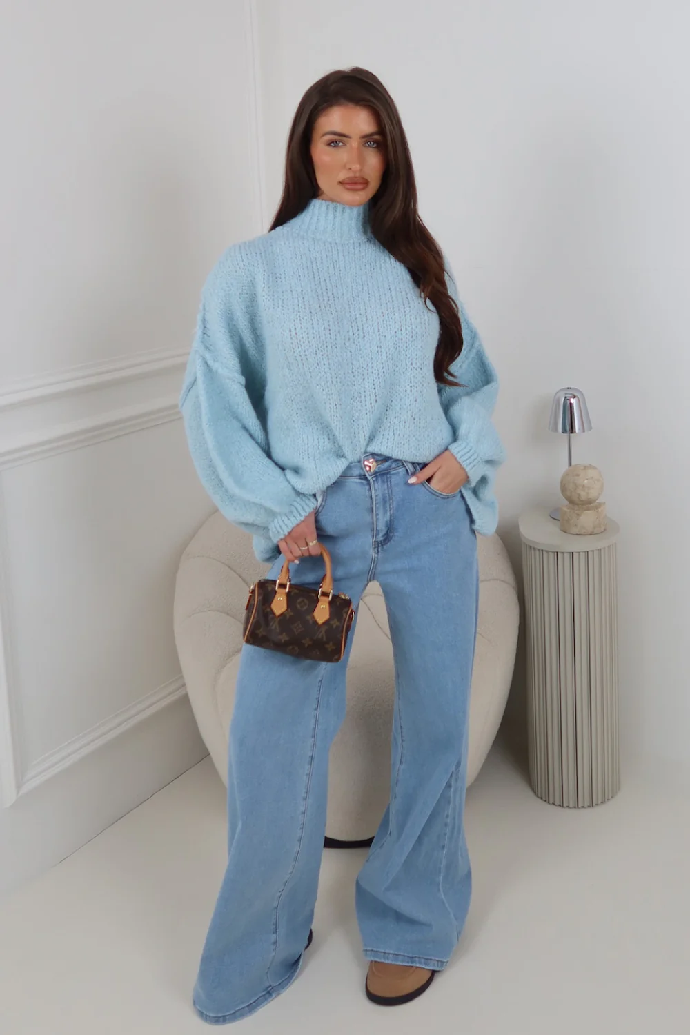 ADELAIDE BABY BLUE OVERSIZED KNIT JUMPER
