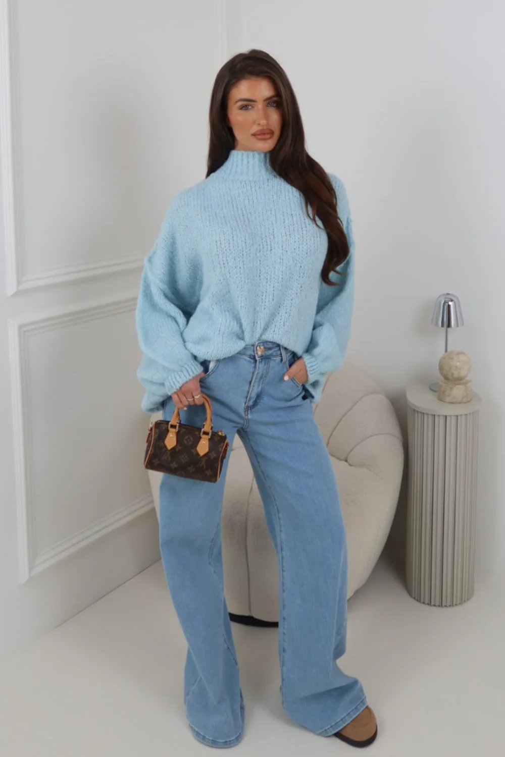 ADELAIDE BABY BLUE OVERSIZED KNIT JUMPER - Image 2