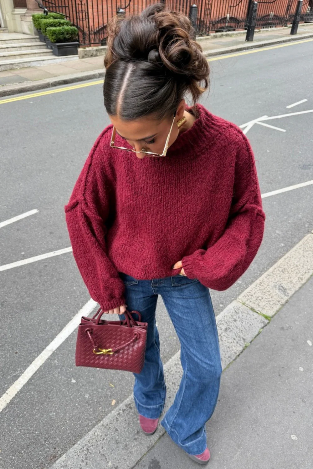 Adelaide burgundy oversized knitted jumper - Image 2