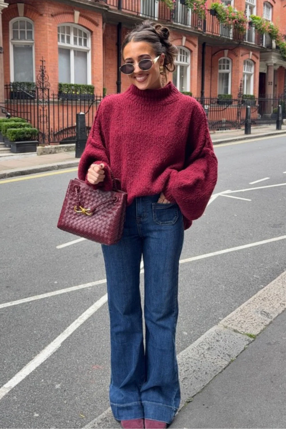 Adelaide burgundy oversized knitted jumper - Image 3