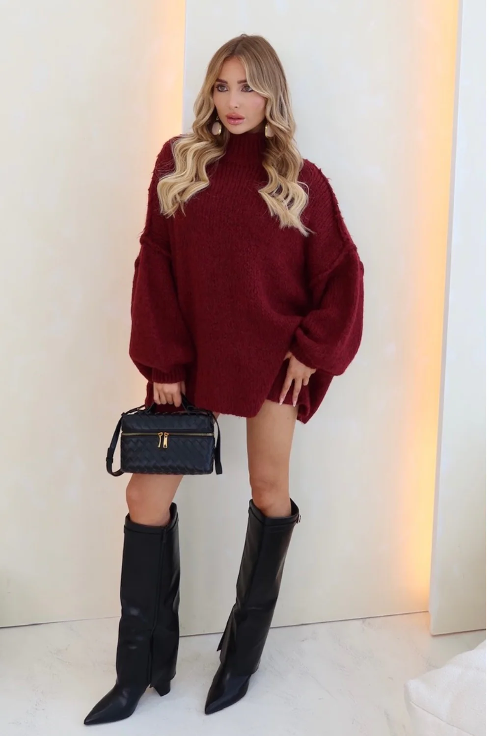 Adelaide burgundy oversized knitted jumper - Image 5