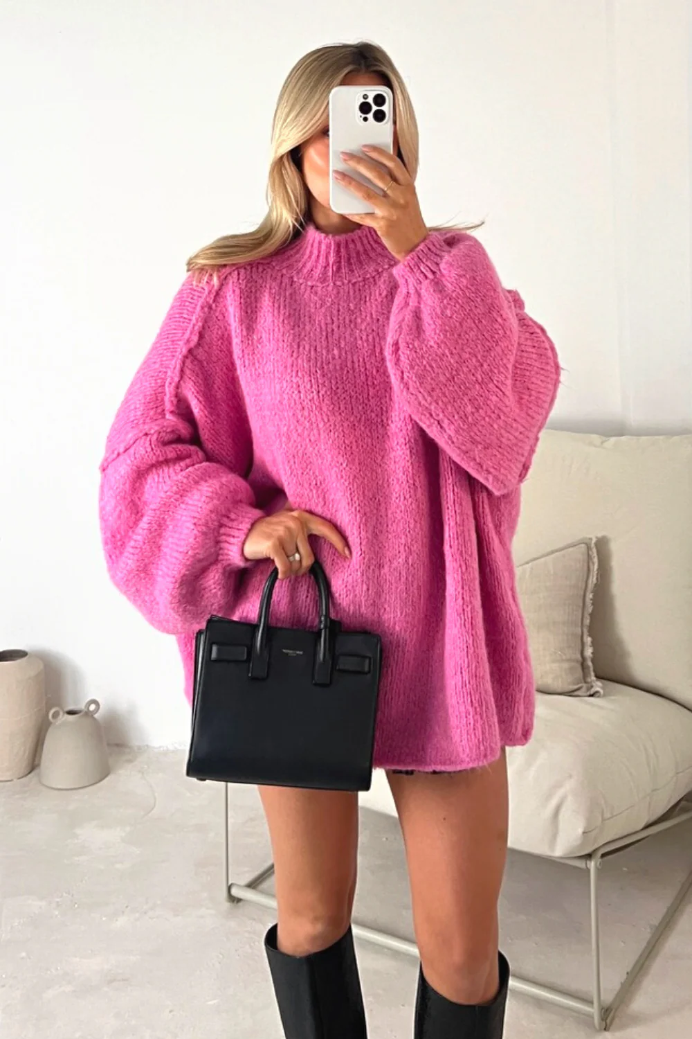 Adelaide pink oversized knit jumper