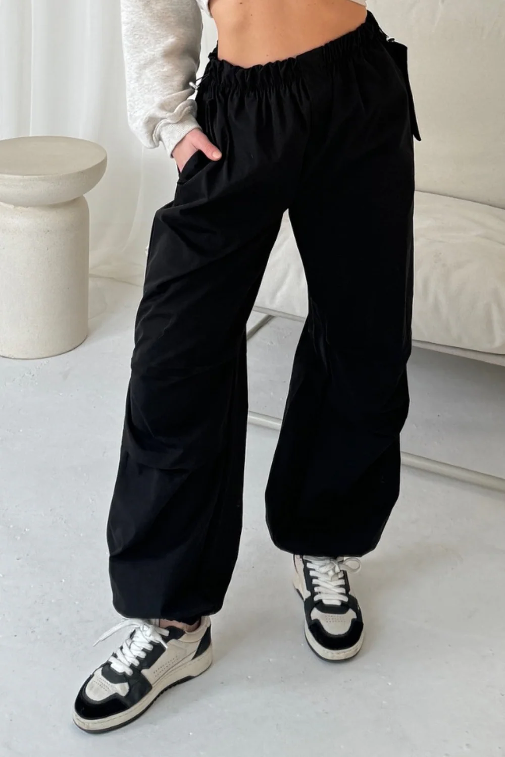 Adele black cargo trousers