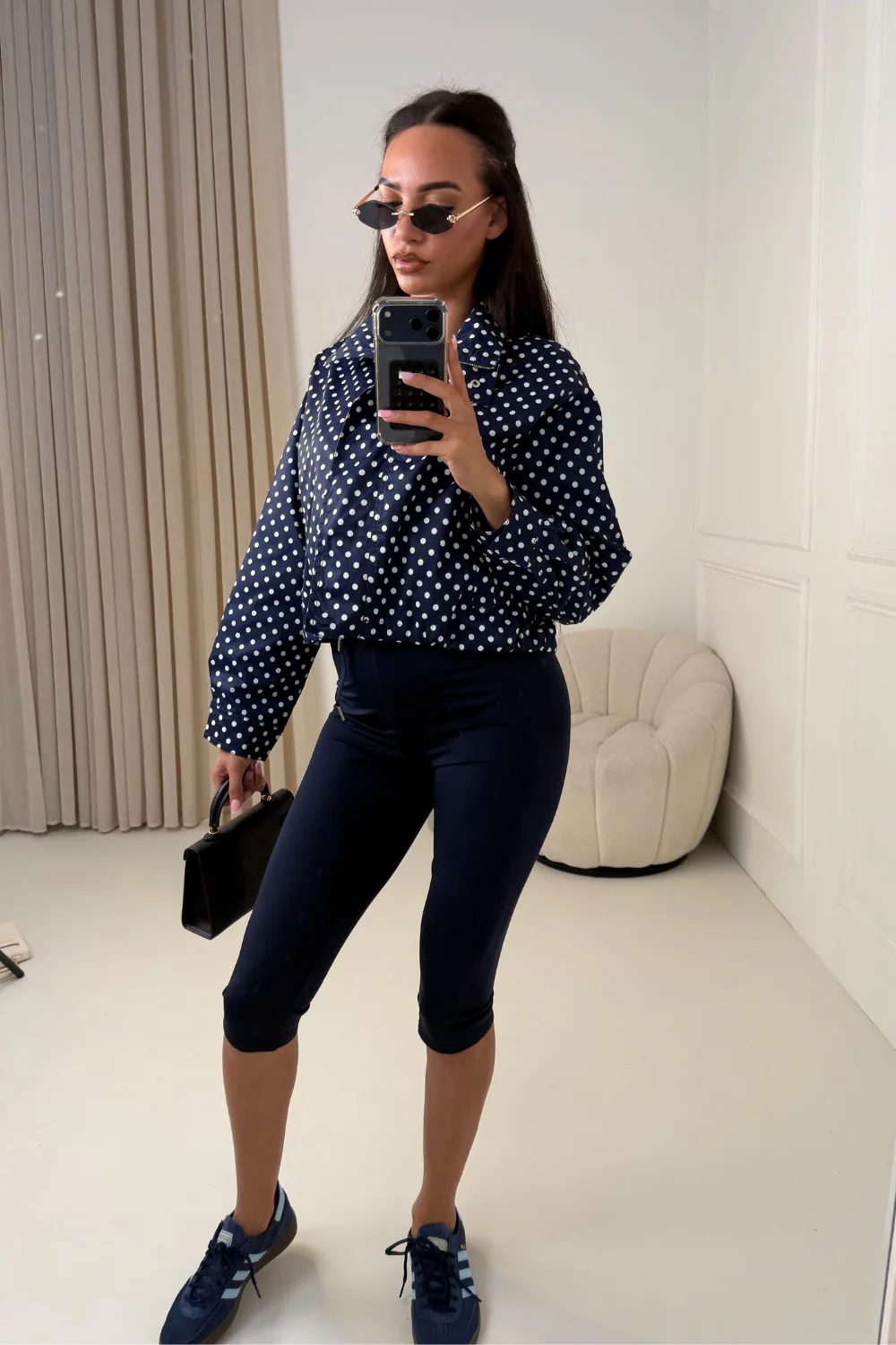 AGNES NAVY HIGH NECK POLKA DOT JACKET - Image 4