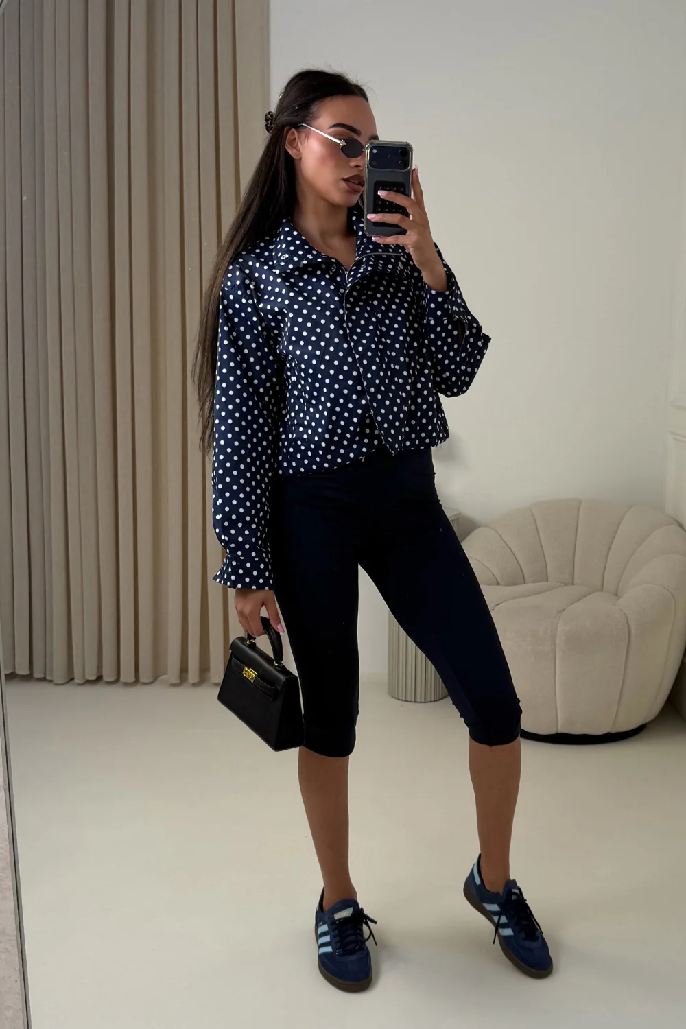 AGNES NAVY HIGH NECK POLKA DOT JACKET - Image 5