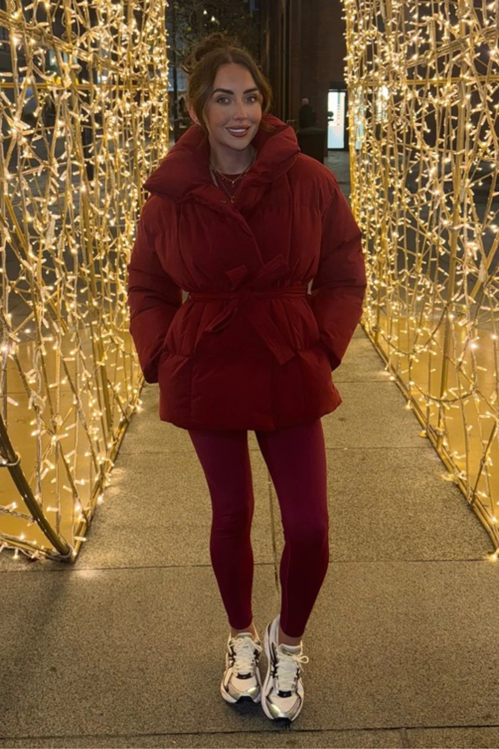 Alaska burgundy short padded duvet button up coat - Image 5