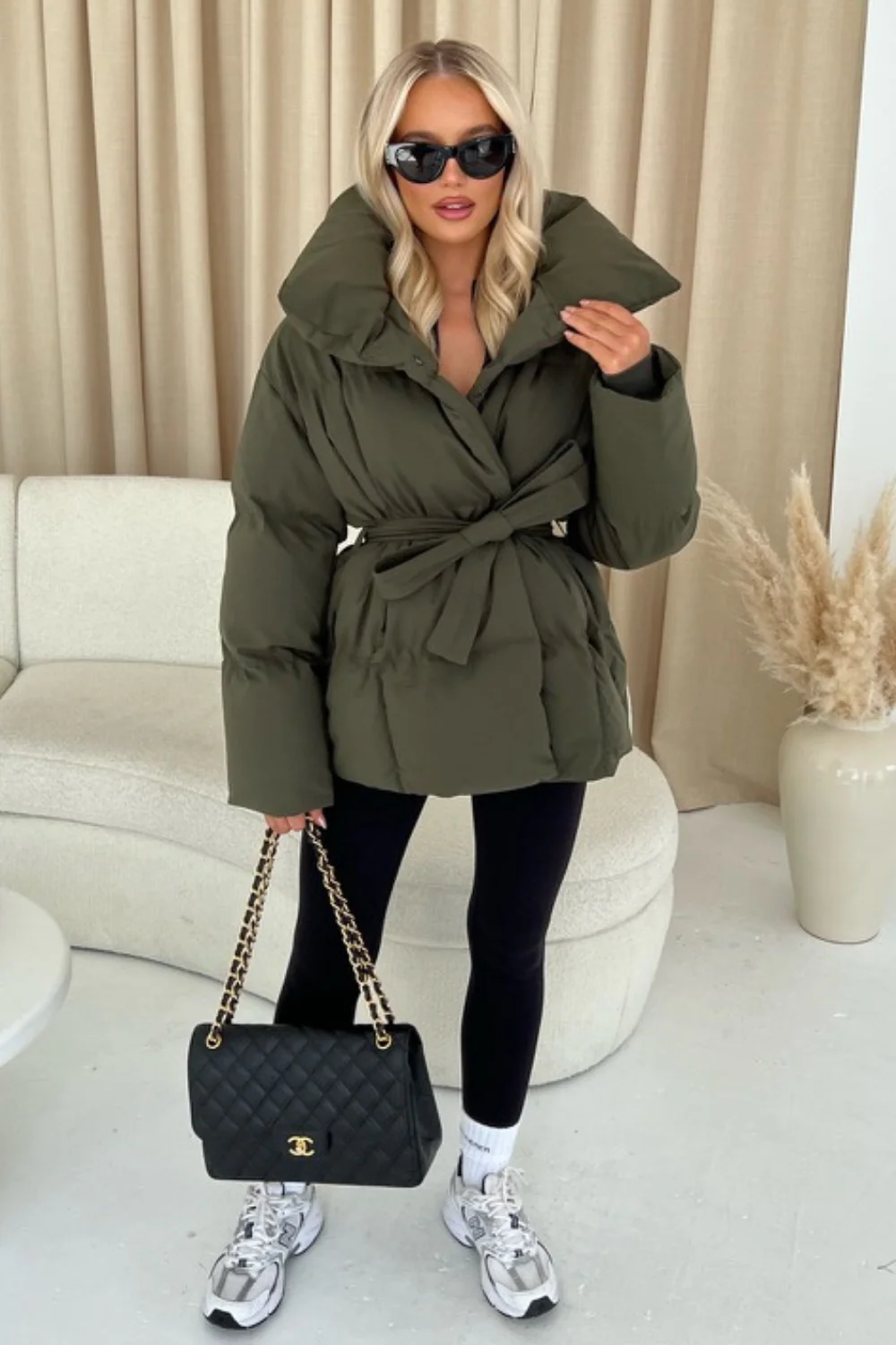 Alaska khaki short padded duvet button up coat - Image 3