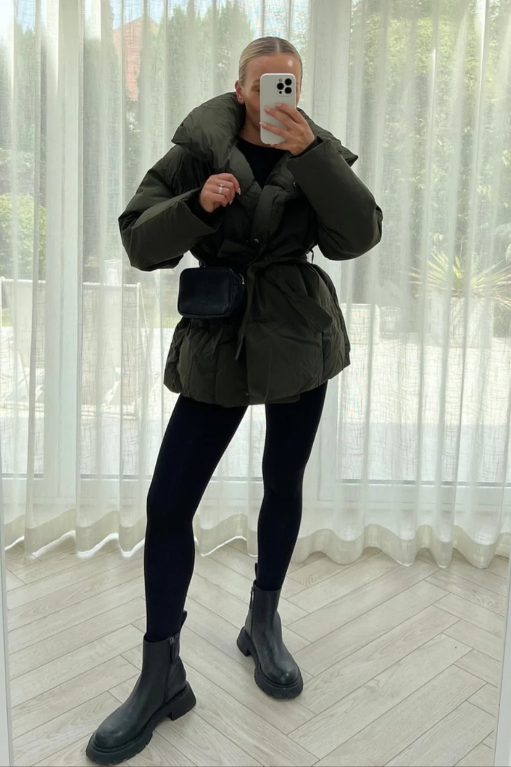 Alaska khaki short padded duvet button up coat - Image 5