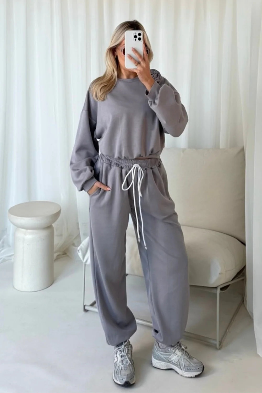 Alex grey rose sweater and jogger loungewear - Image 2