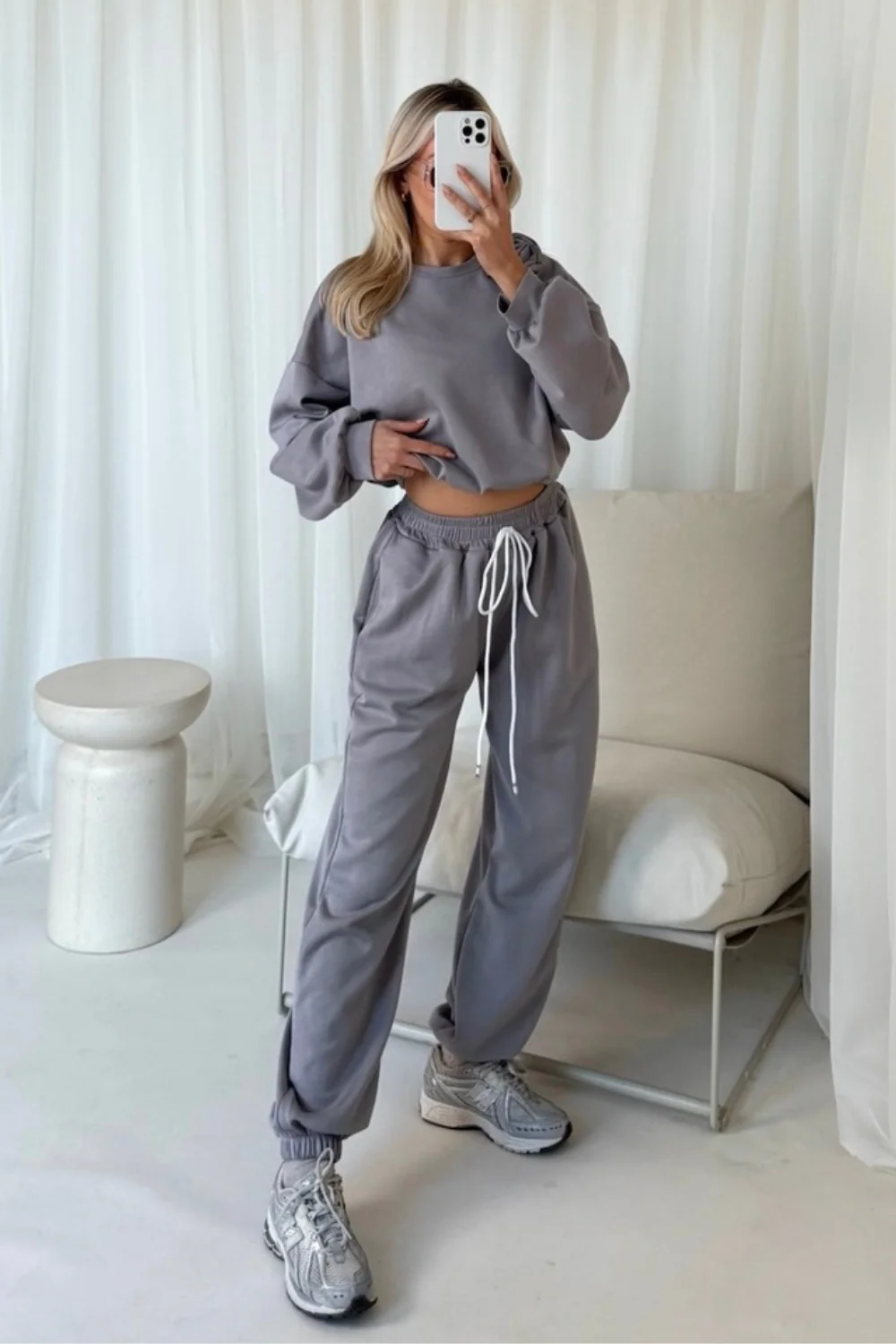 Alex grey rose sweater and jogger loungewear - Image 3