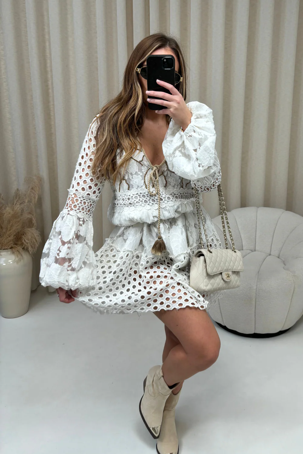 Alison cream embellished boho dress - Image 4