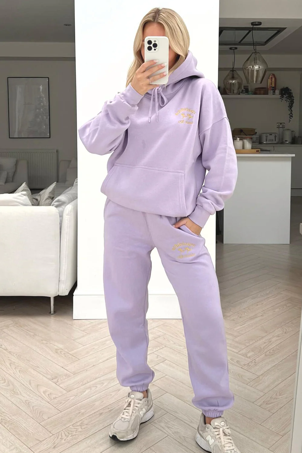 All access lilac embroidered hoodie loungewear set - Image 2