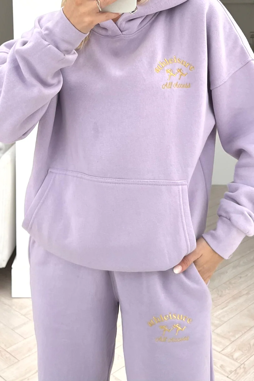All access lilac embroidered hoodie loungewear set - Image 3