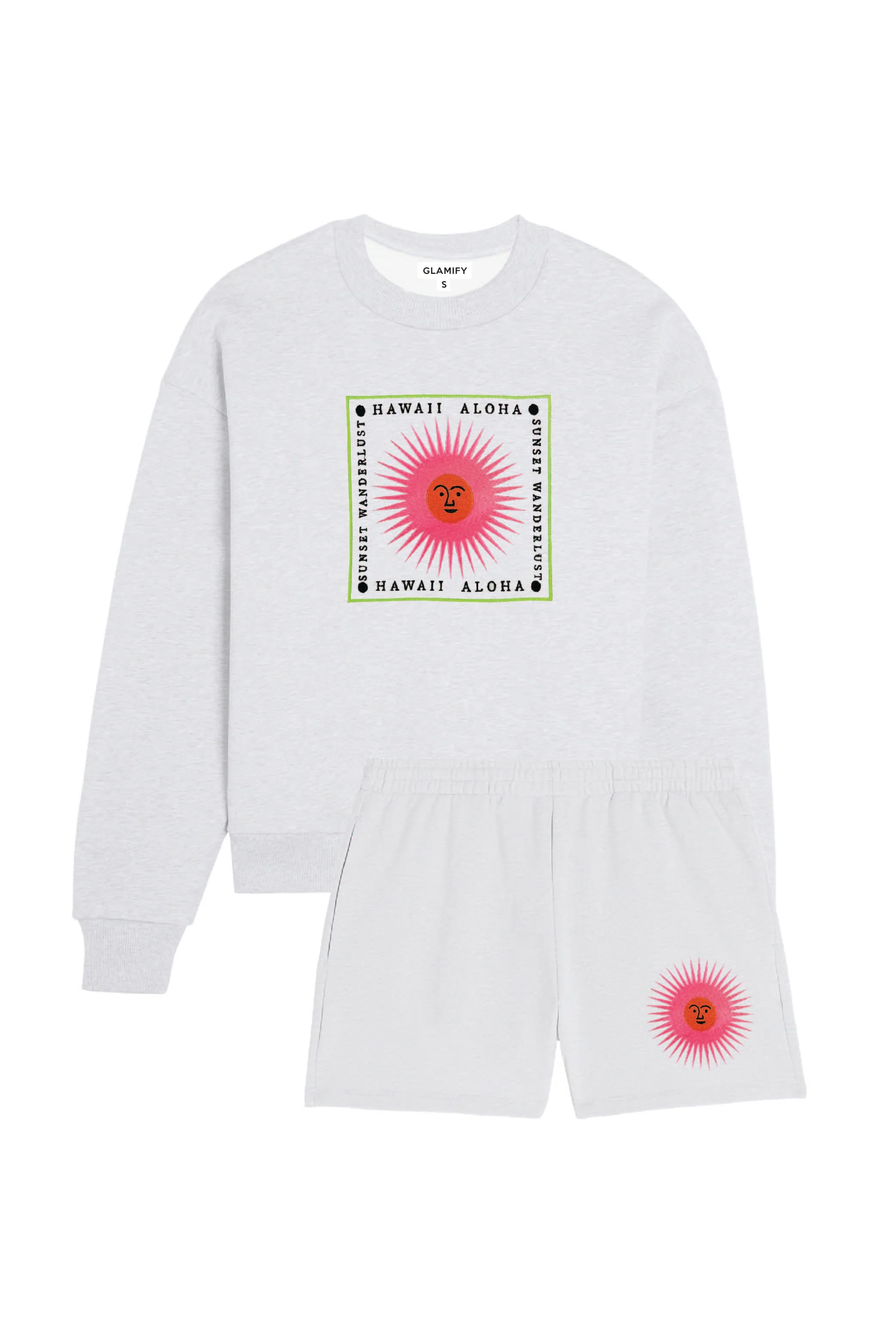 Aloha marl grey embroidered premium sweater and shorts - Image 4