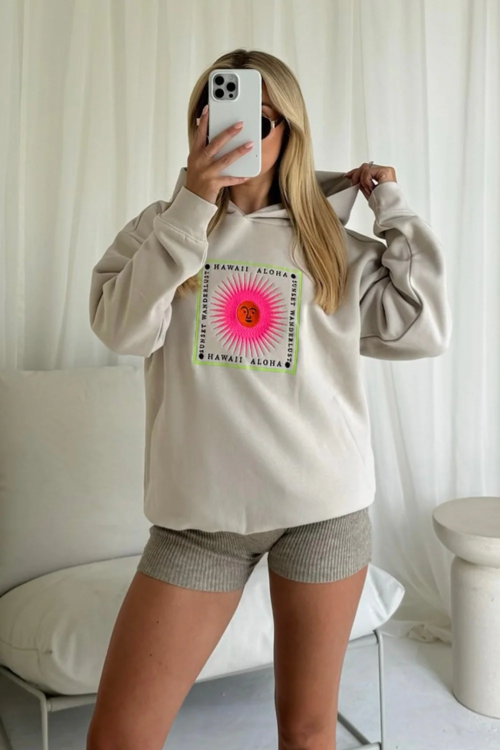 Aloha bone embroidered hoodie - Image 3