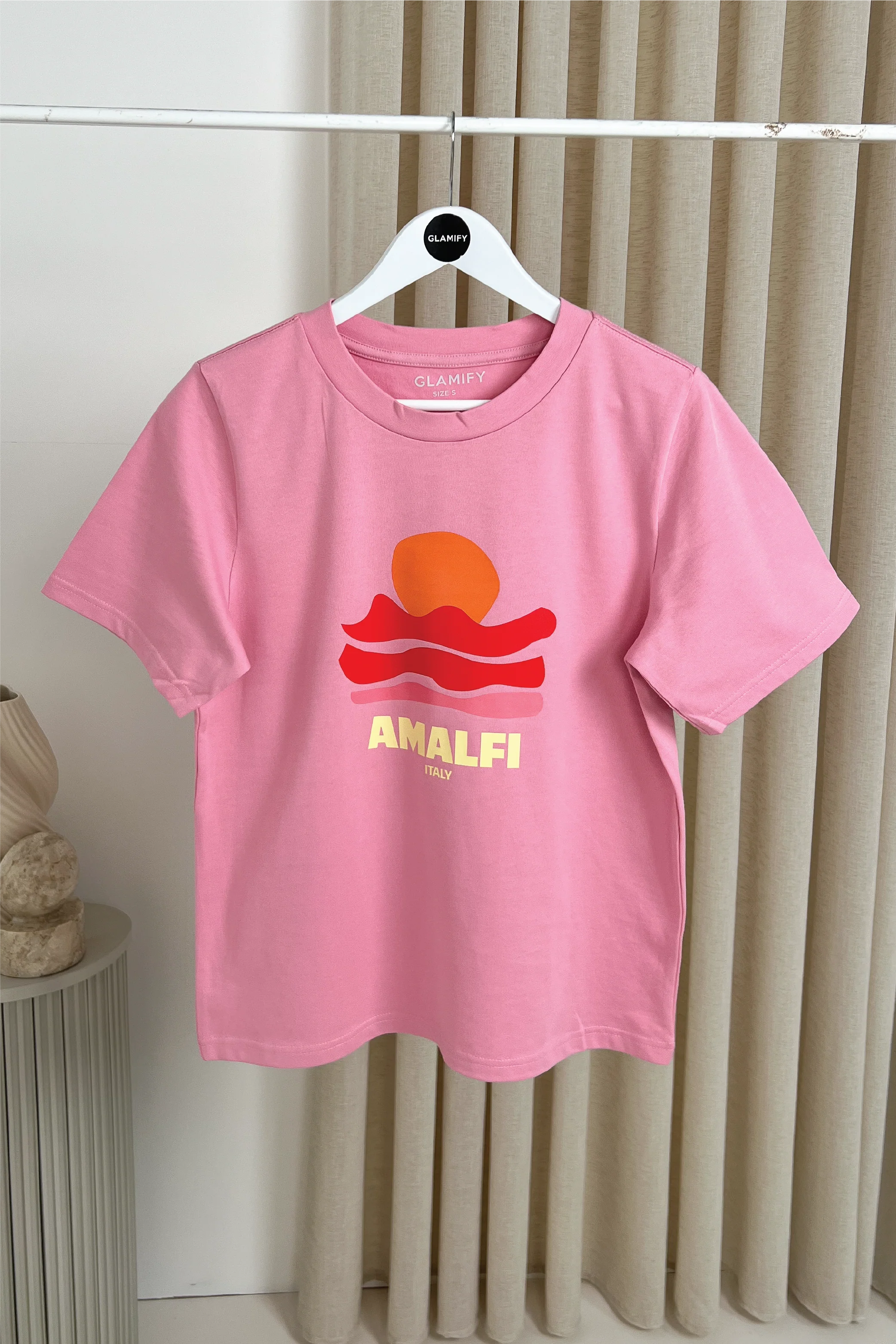 Amalfi pink printed heavyweight oversized t-shirt - Image 3