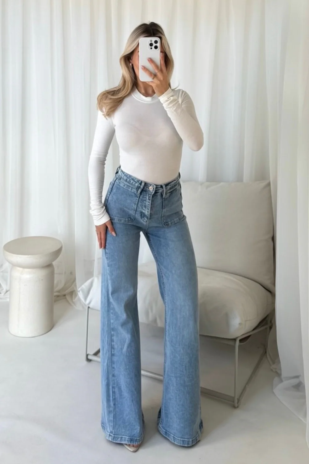 Amie blue denim flared leg jeans - Chloe Lauren Collection - Image 8