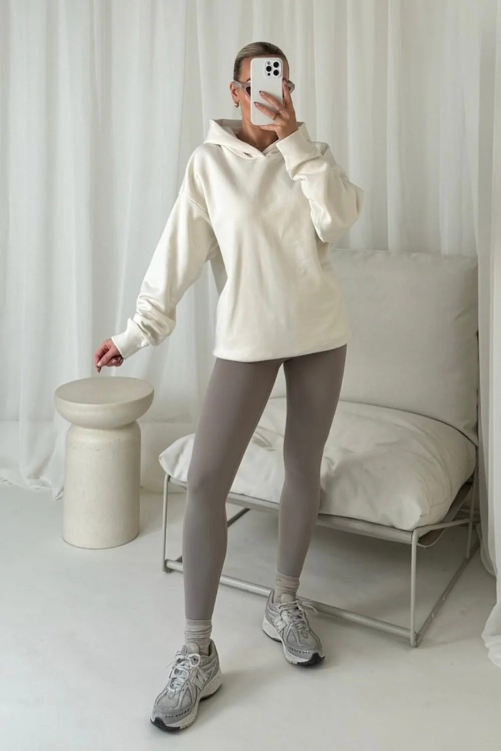 Annie ecru & grey hoodie and ultimate legging set - Image 2