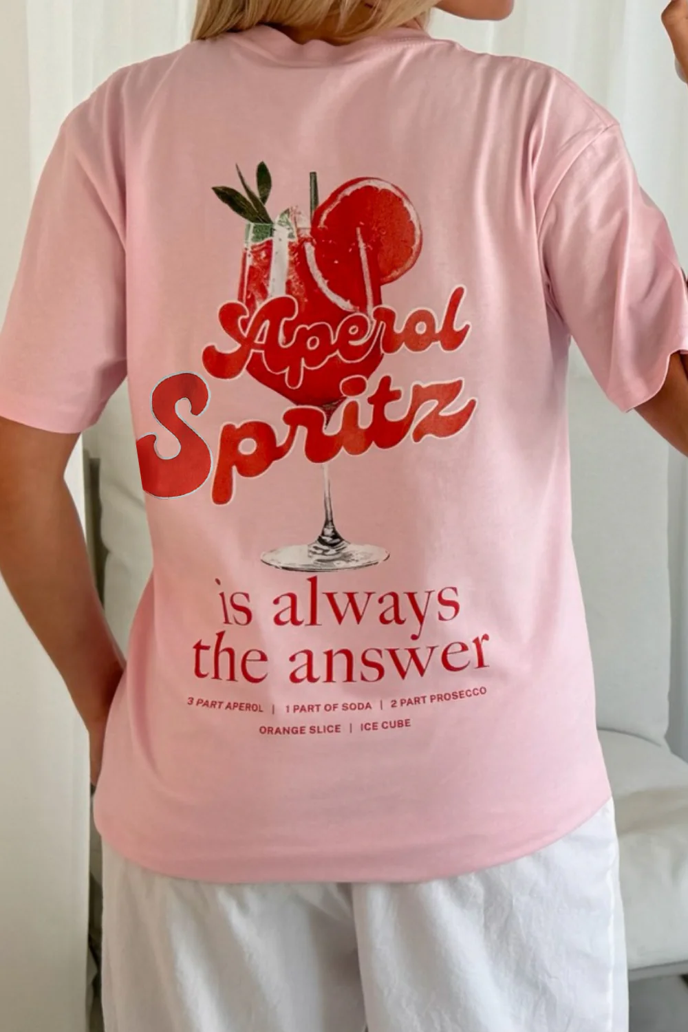 Aperol spritz baby pink printed T-shirt - Image 2