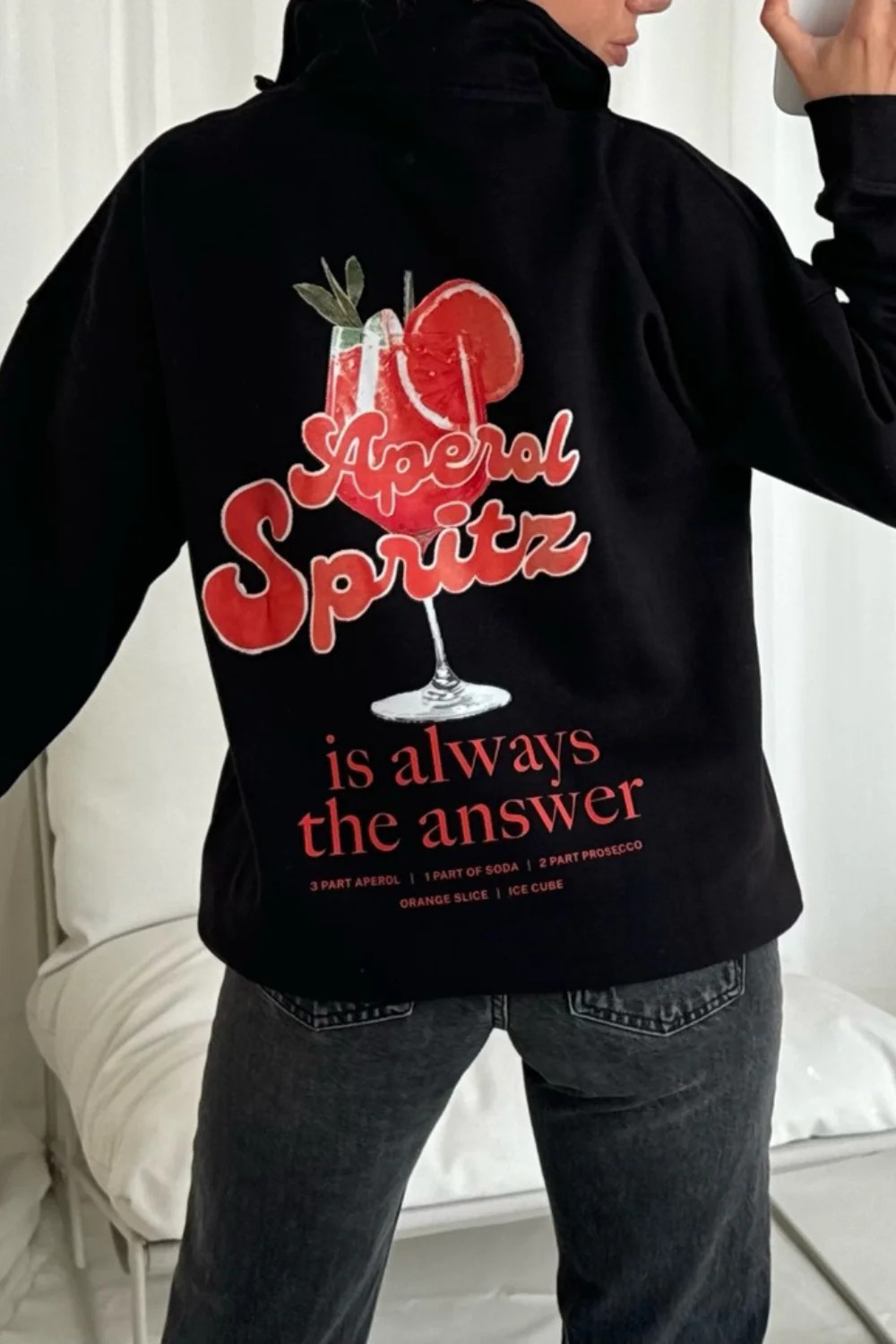 Aperol Spritz black 3/4 zip up printed sweater - Image 3