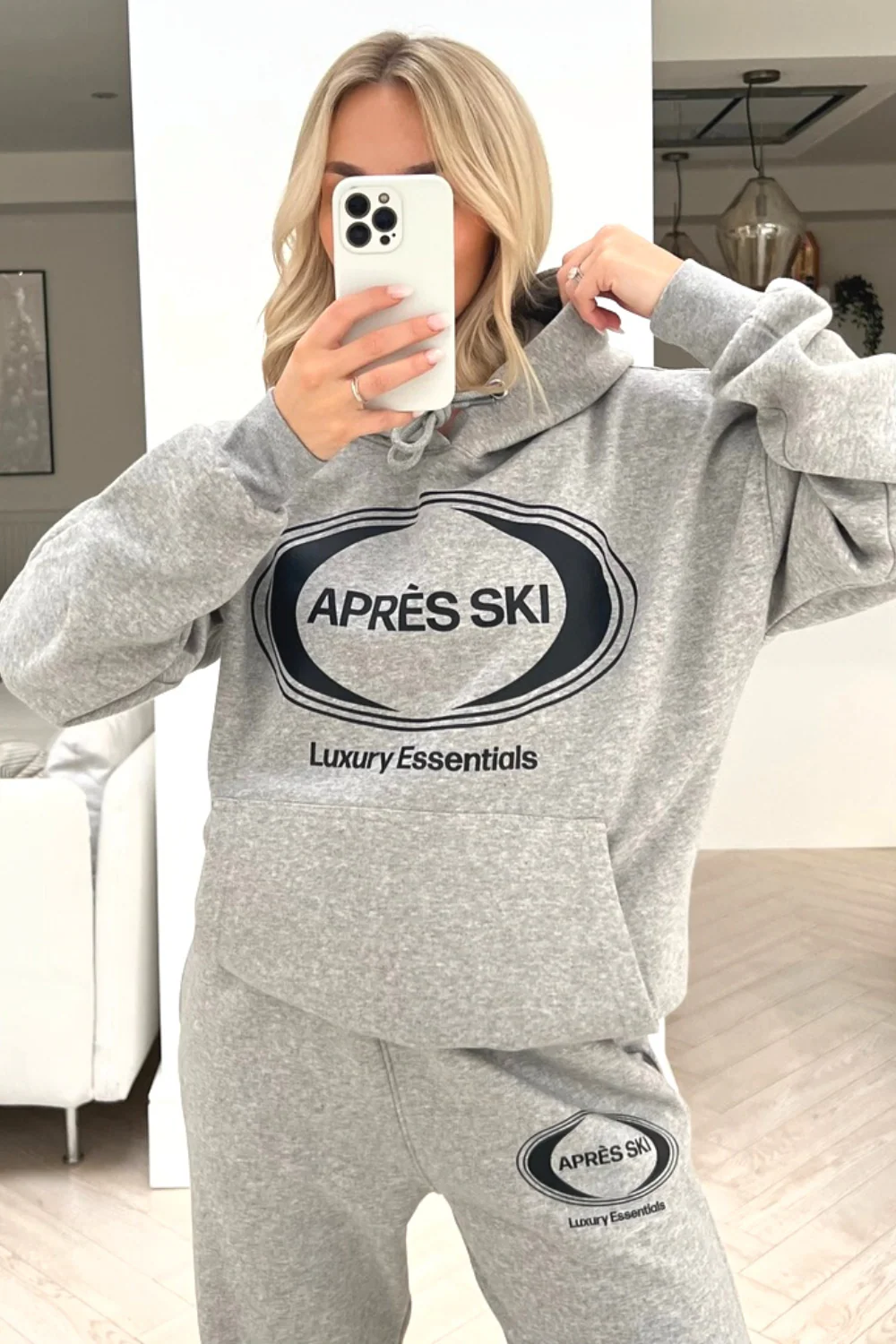 Aprés Ski grey printed hoodie loungewear set - Image 2