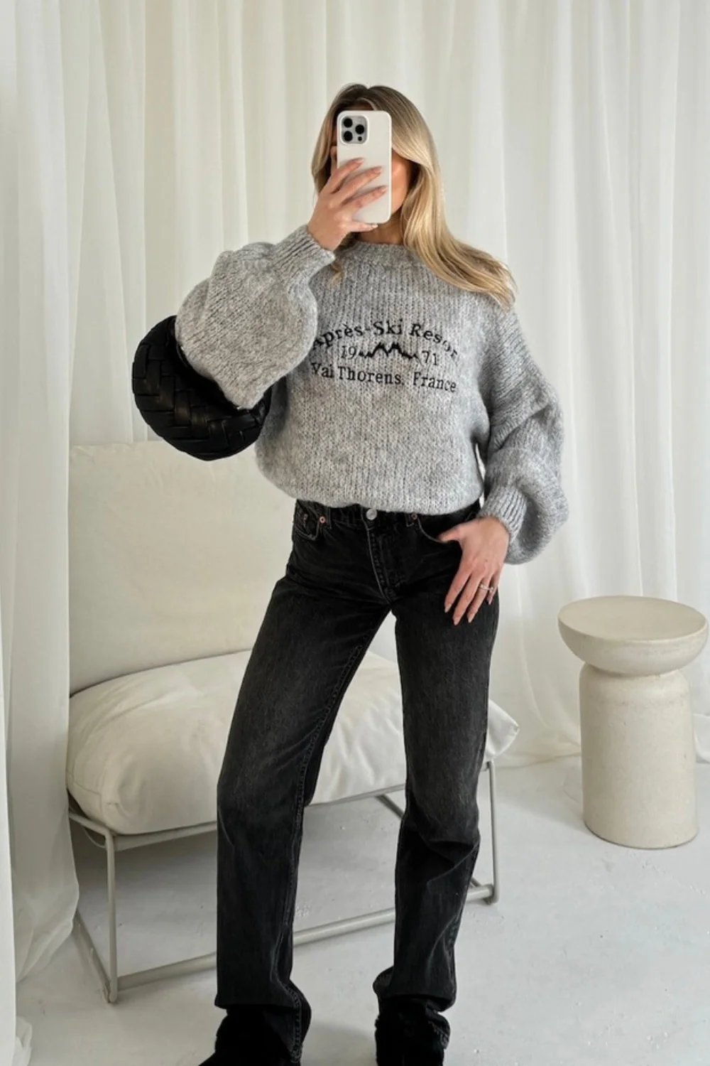 Apres ski grey embroidered knit  jumper - Image 3