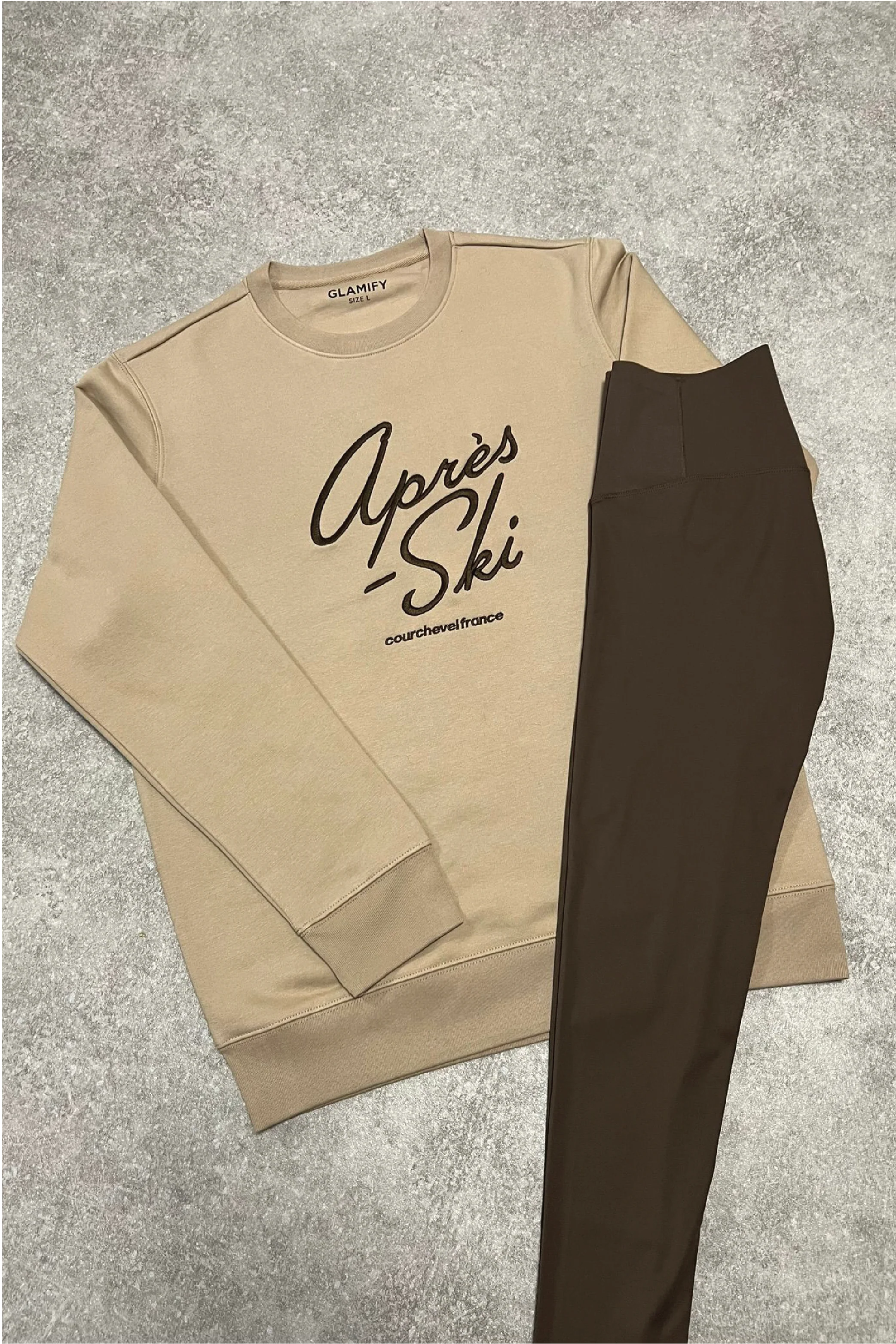 Apres Ski sand embroidered sweater and legging set - Image 3