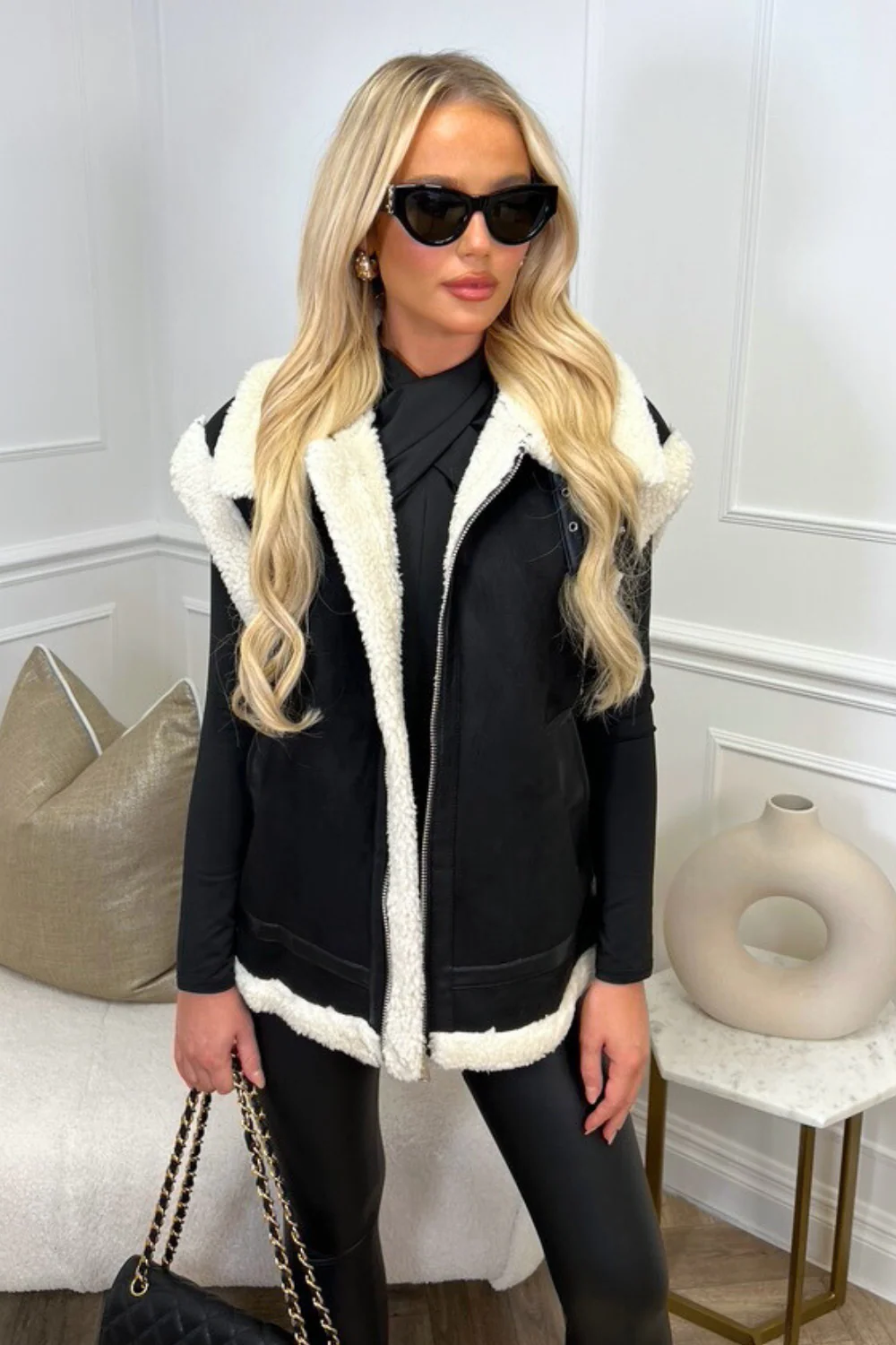 Ashley black aviator gilet - Image 7