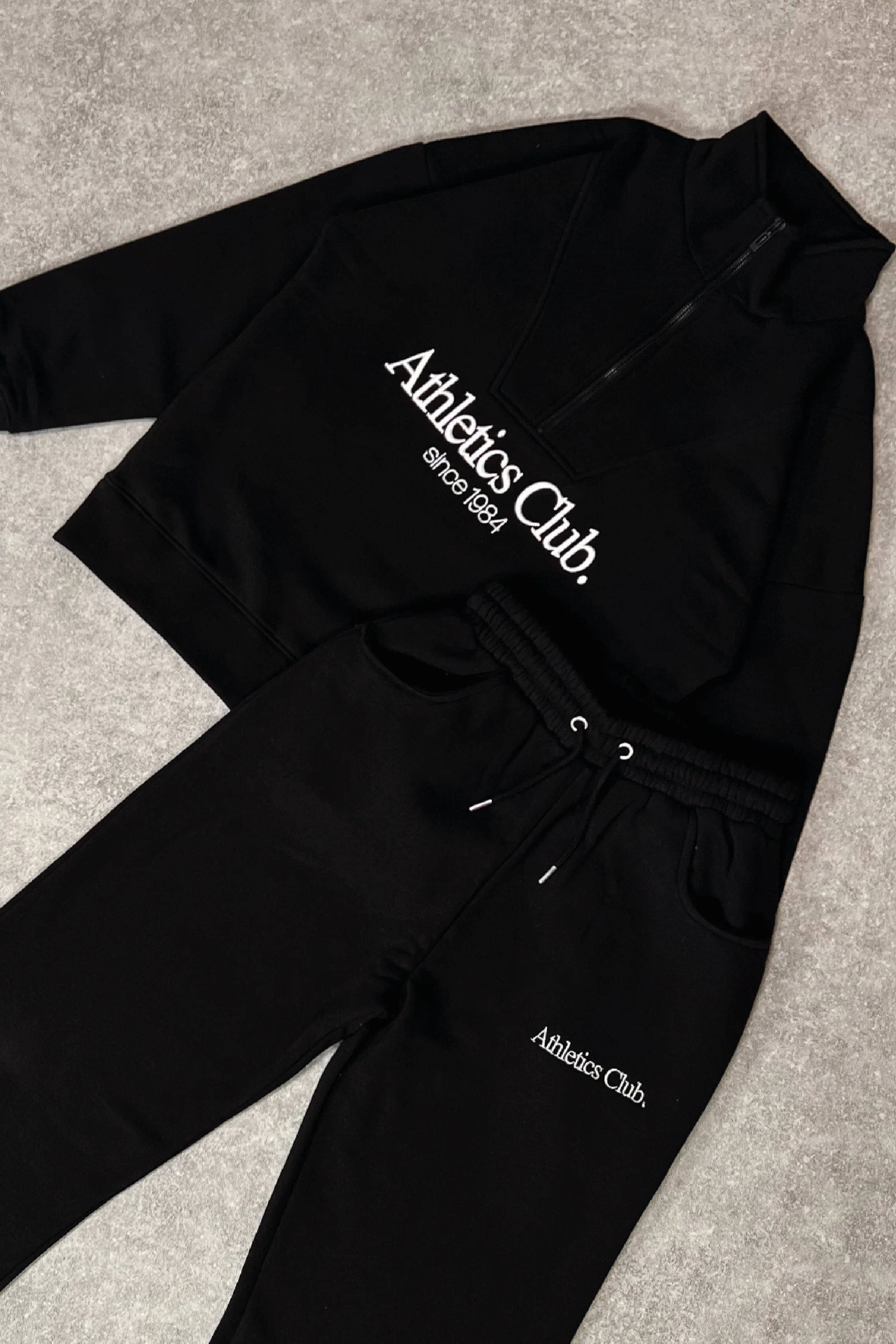 Athletics club black 3/4 zip sweater straight leg loungewear - Image 7