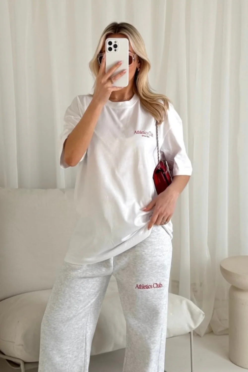 Athletics club white & red printed T-shirt - Image 2