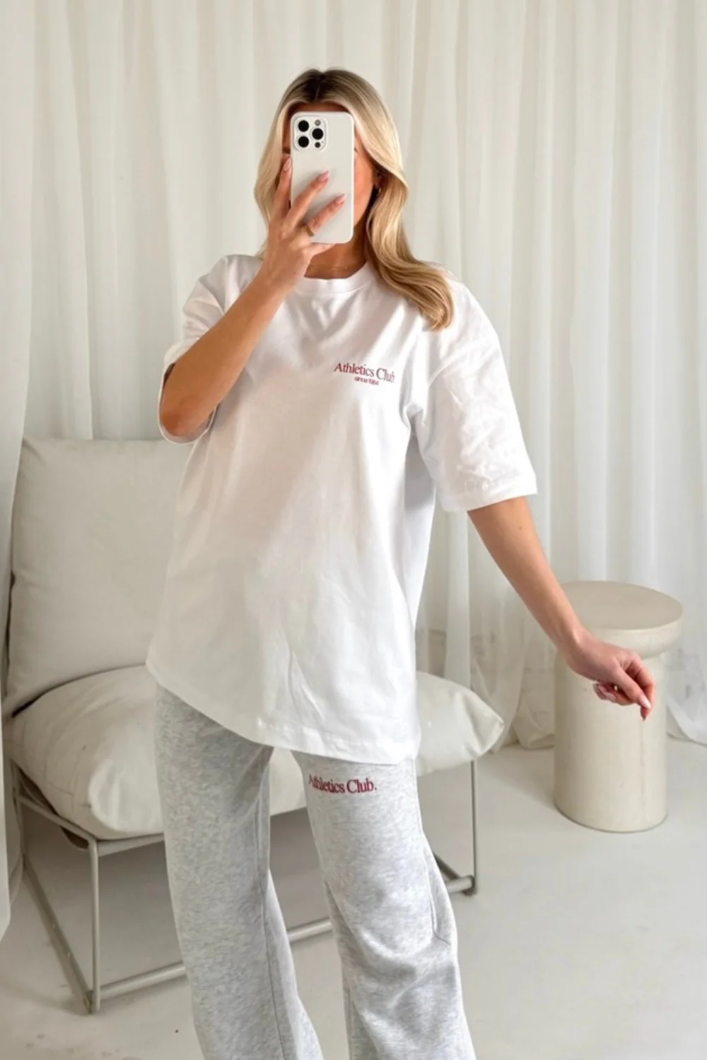 Athletics club white & red printed T-shirt - Image 3