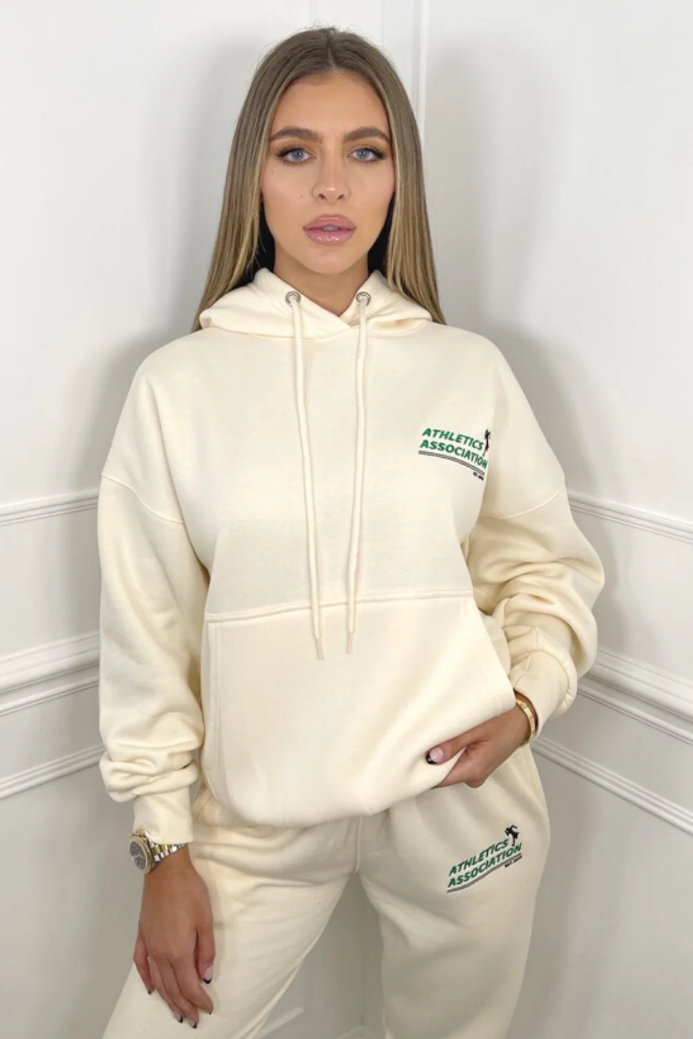Athletics ecru essential hooded loungewear set - Image 3