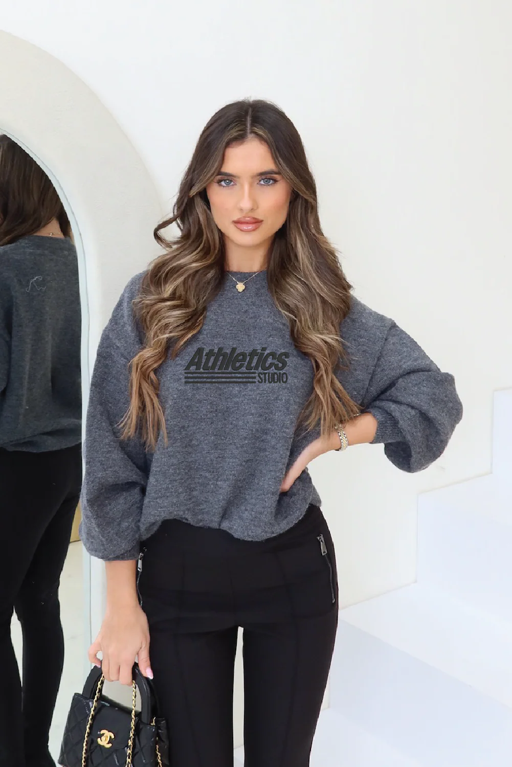 Athletics grey knit sweater