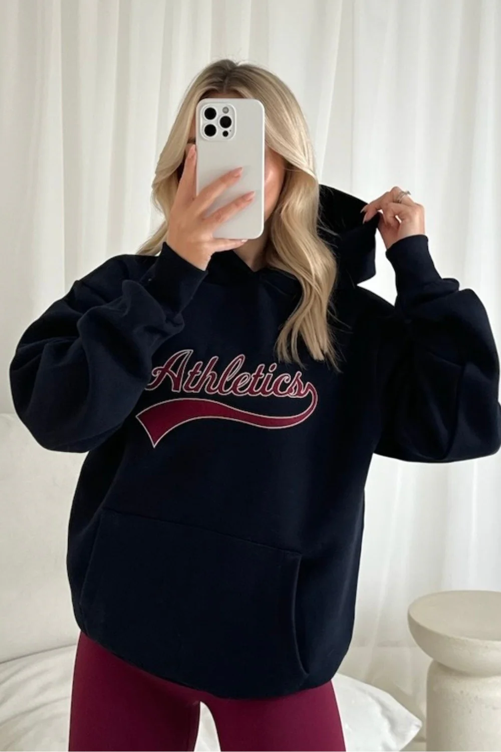 Athletics navy embroidered hoodie - Image 3