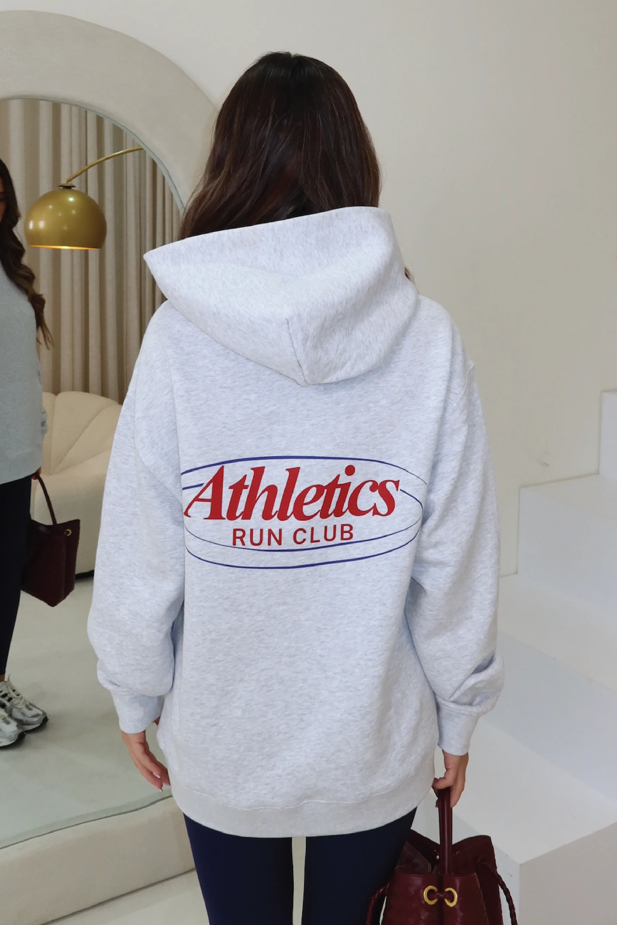 Athletics run club grey printed premium relaxed hoodie - Image 2