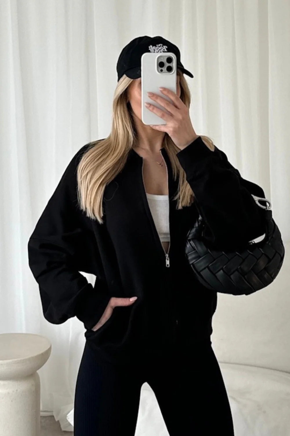 Ava black bomber jacket - Image 2