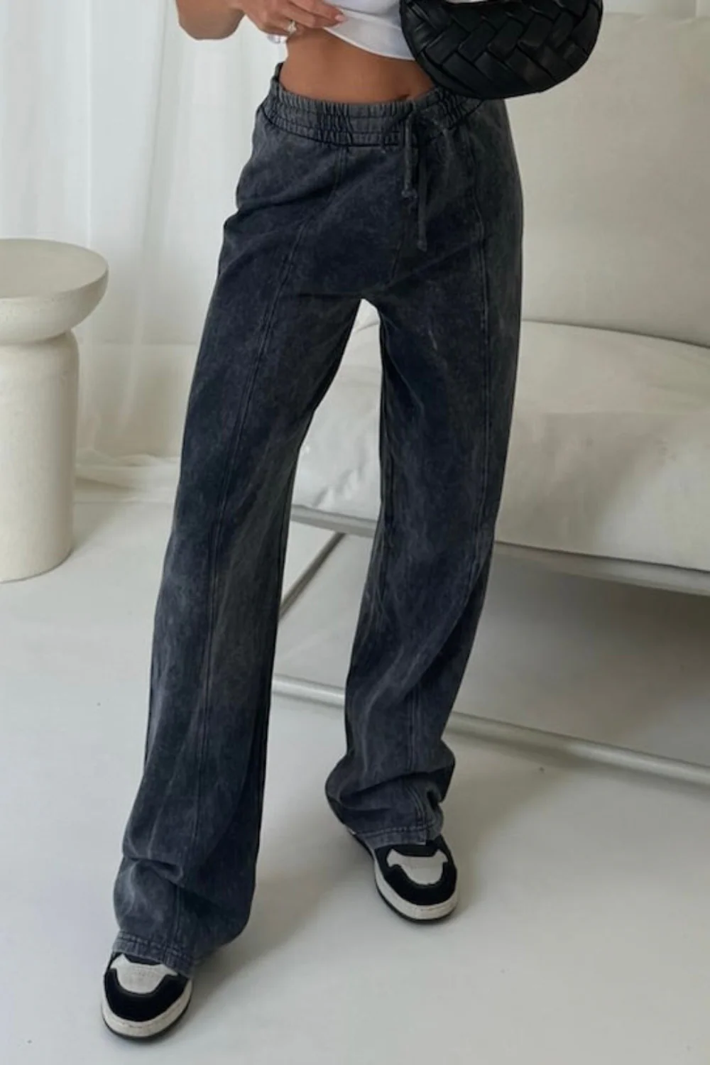Milly grey acid wash straight leg jogger