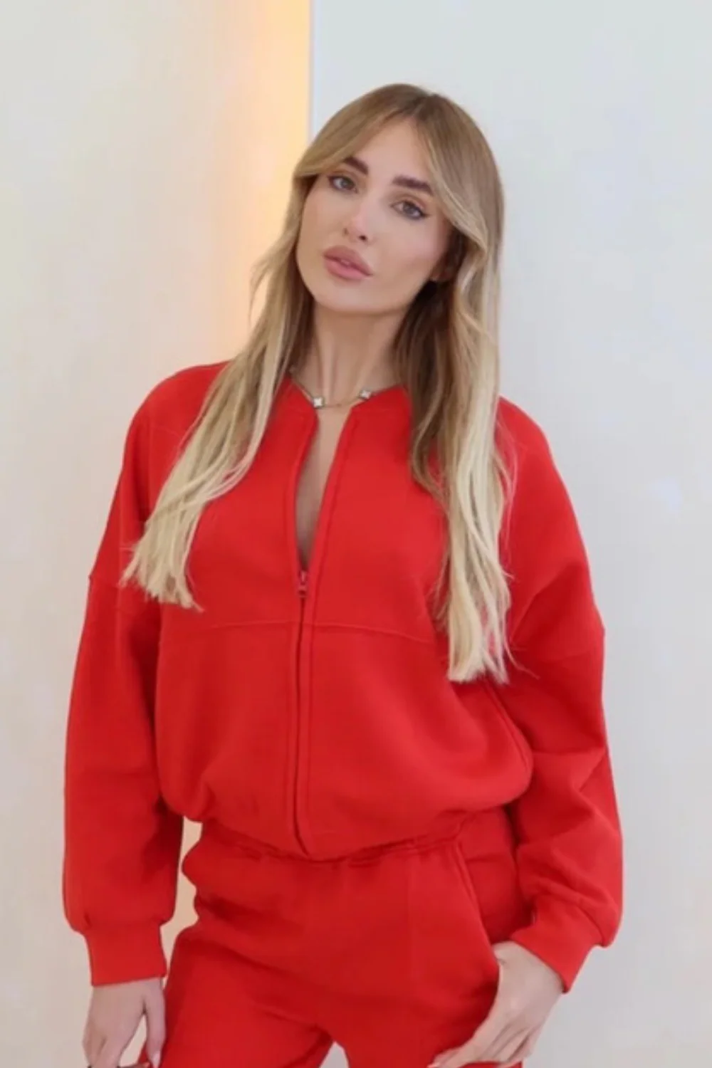Ava red bomber jacket