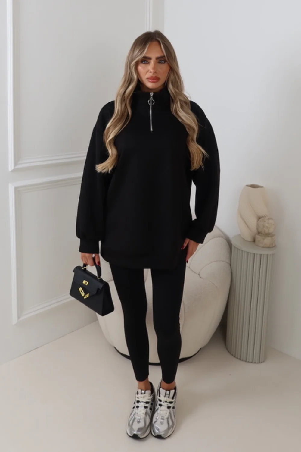 AYLA BLACK 3/4 ZIP JUMPER - Image 2