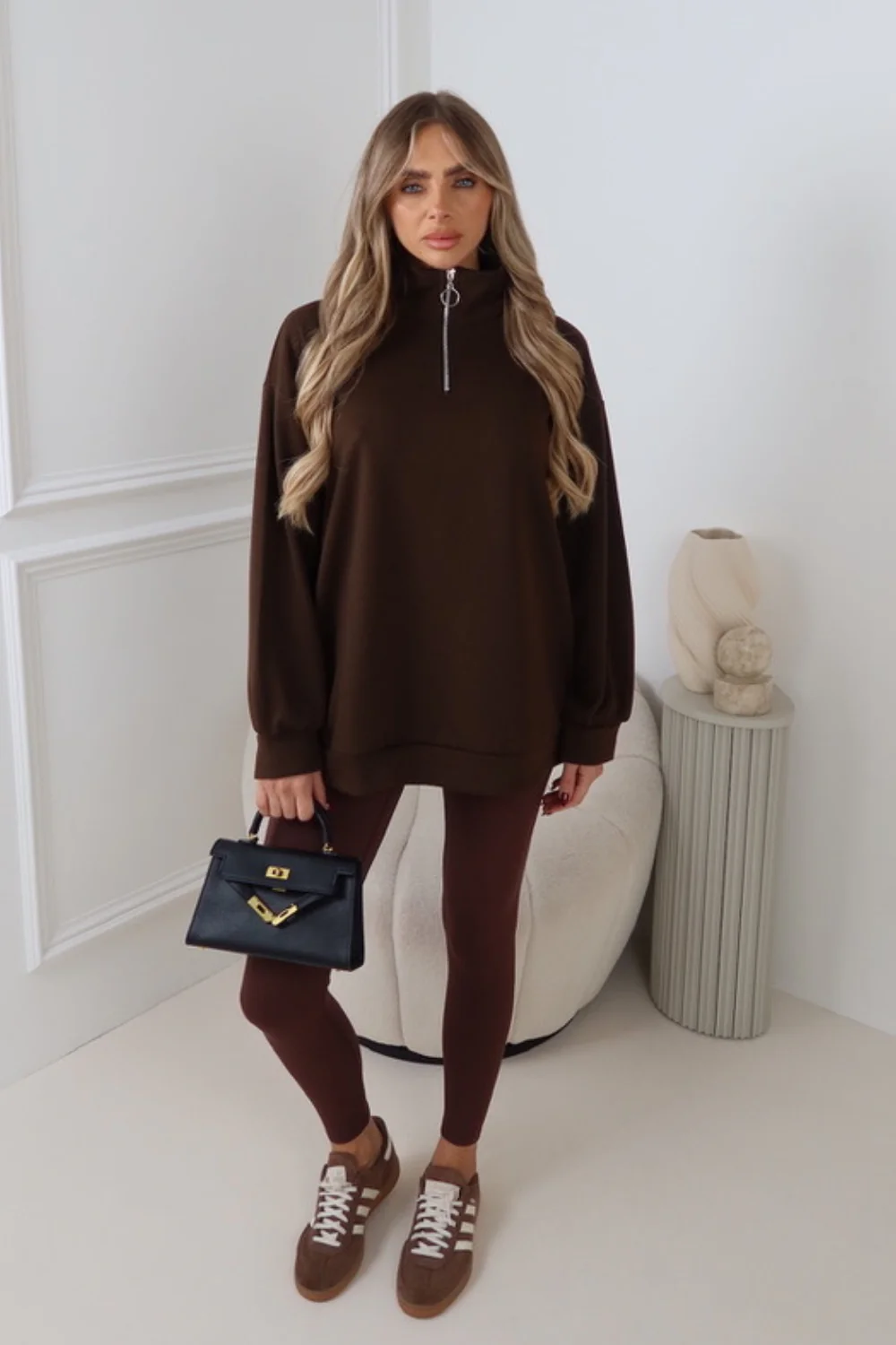 AYLA CHOCOLATE 3/4 ZIP JUMPER - Image 2