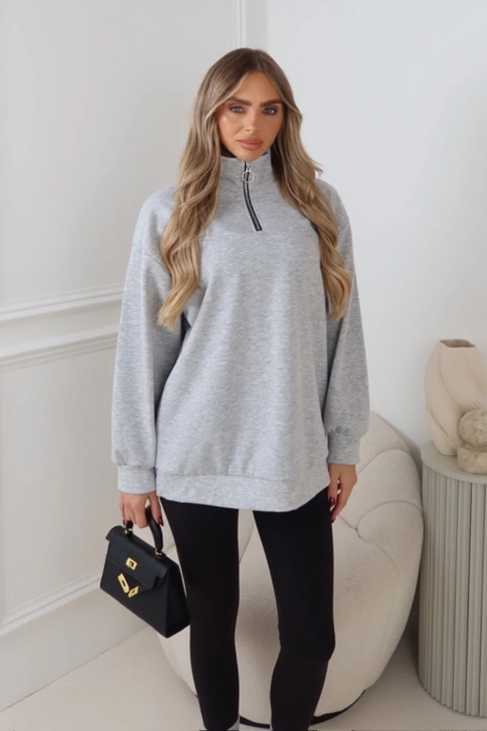 AYLA GREY 3/4 ZIP JUMPER