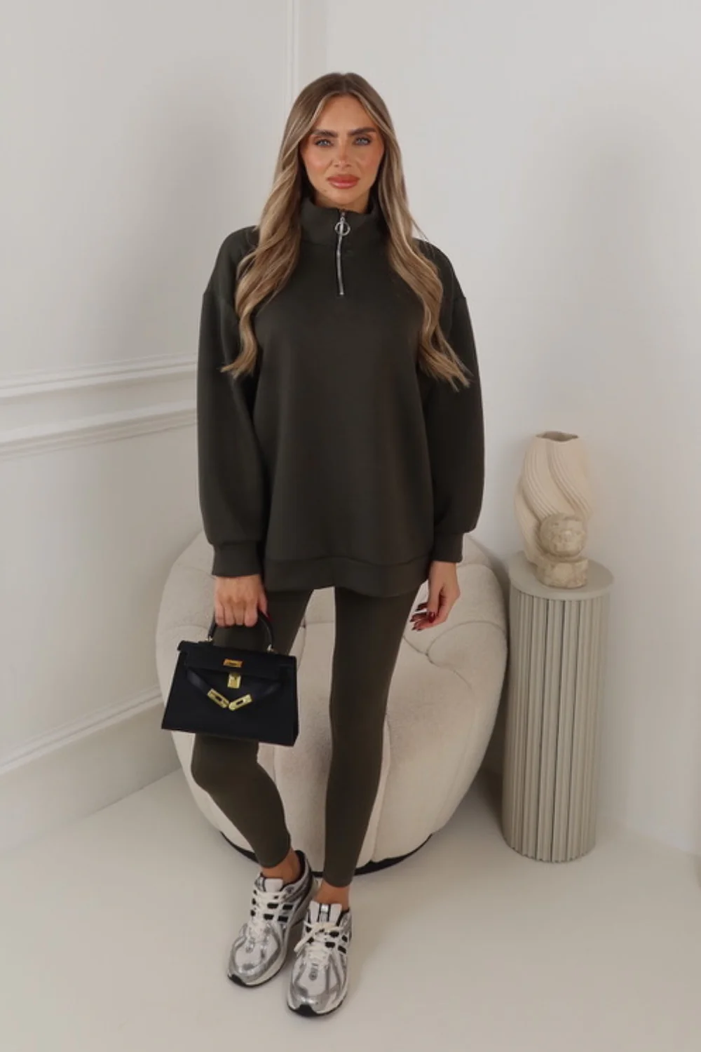 AYLA KHAKI 3/4 ZIP JUMPER - Image 2