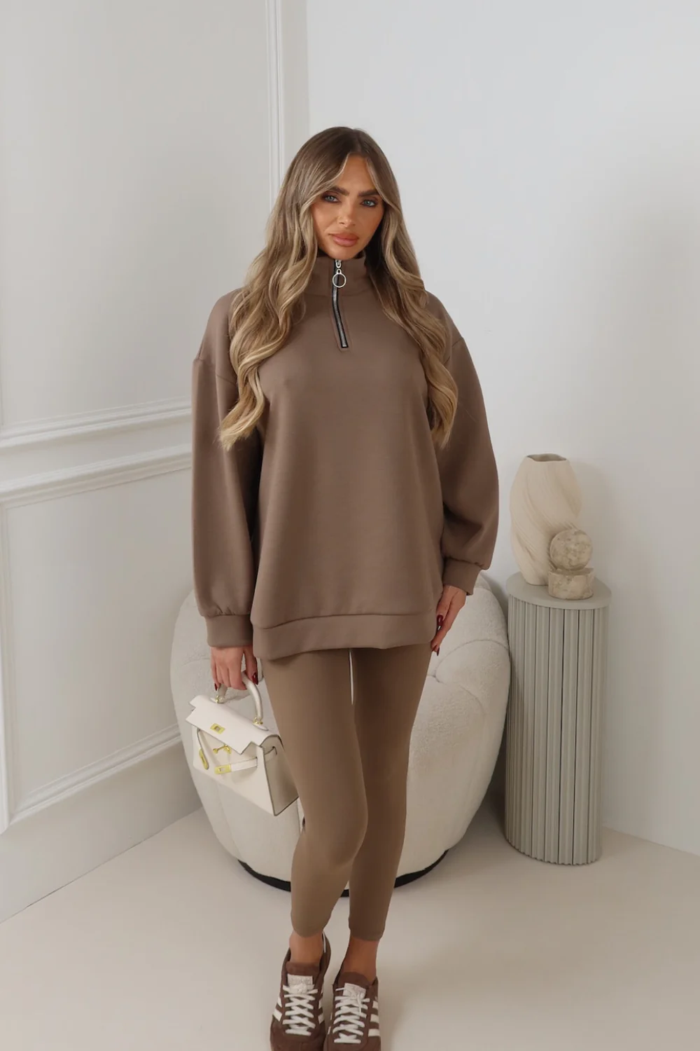 AYLA MOCHA  3/4 ZIP JUMPER - Image 2