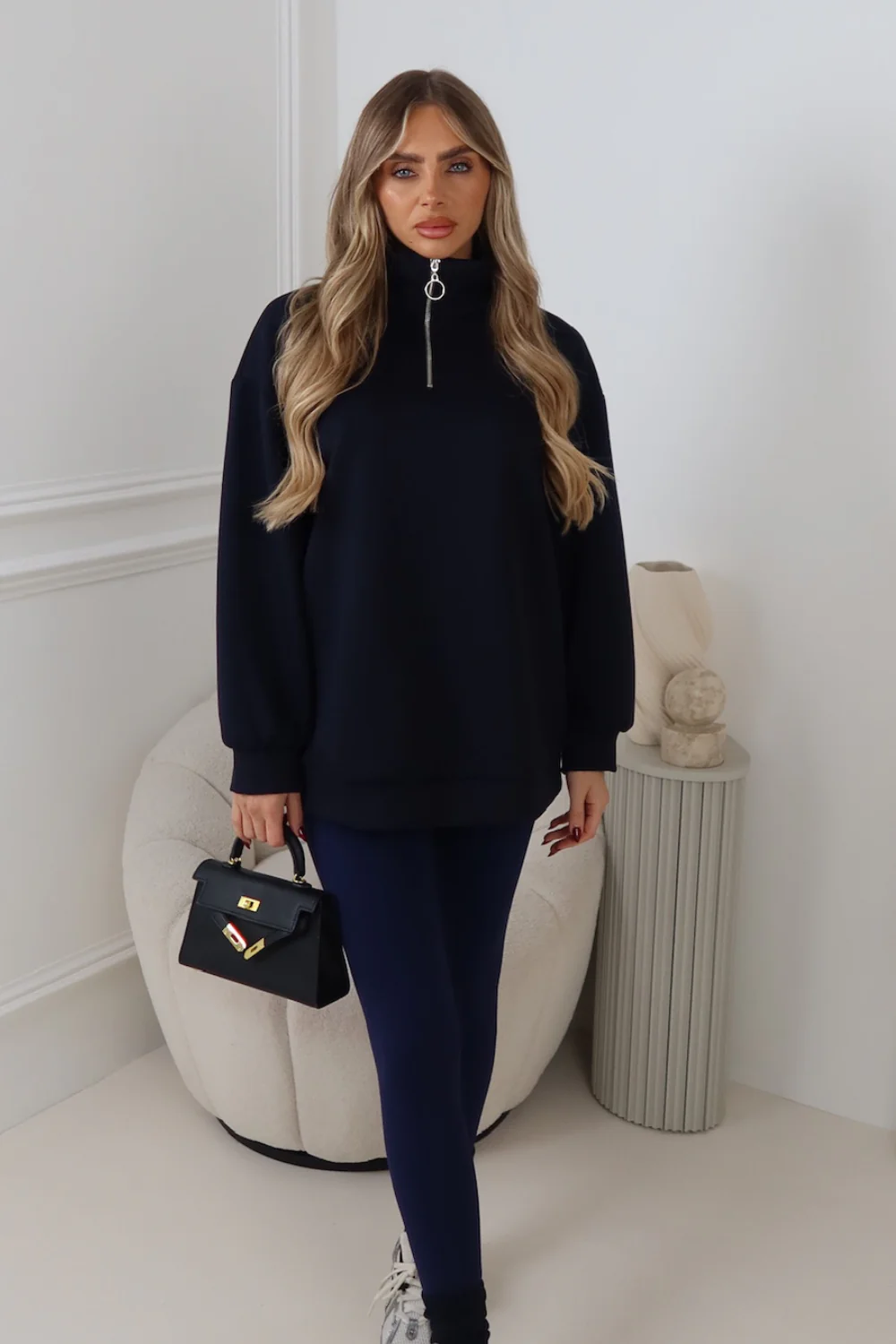 AYLA NAVY 3/4 ZIP JUMPER