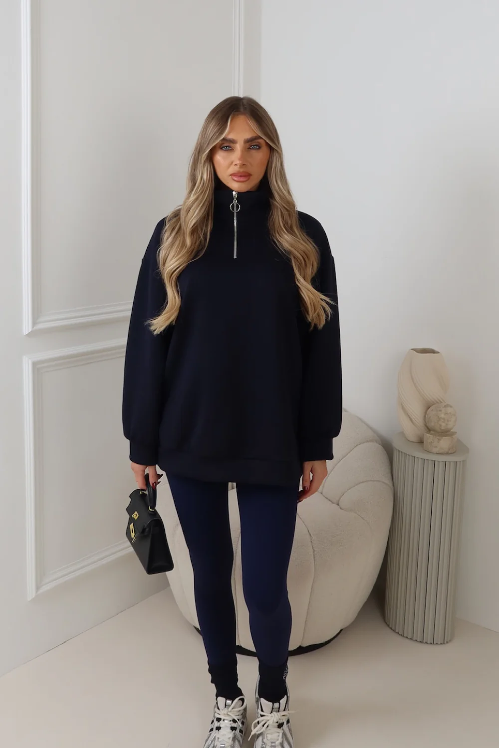 AYLA NAVY 3/4 ZIP JUMPER - Image 2