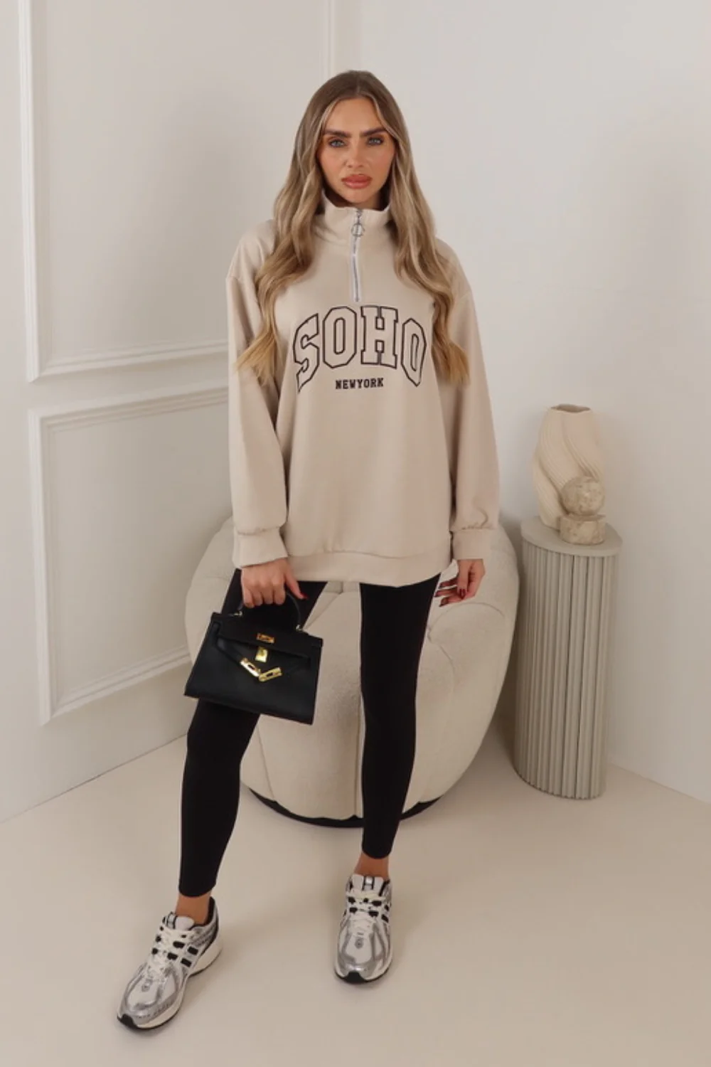 AYLA SOHO CREAM 3/4 ZIP JUMPER - Image 2