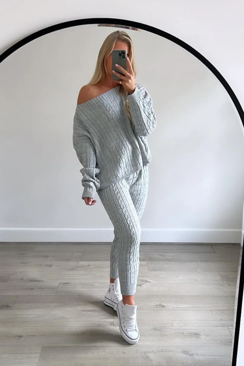 Bailey grey off shoulder cable knit coord - Image 2